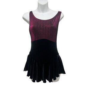Motionwear Figure Skating Dress Velvet Skirt Glittery Pink Top Adult S Cross Bac